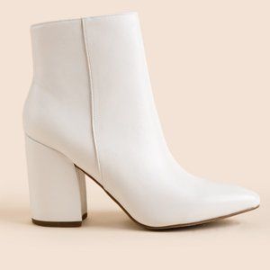 White Vegan Leather Heeled Boots